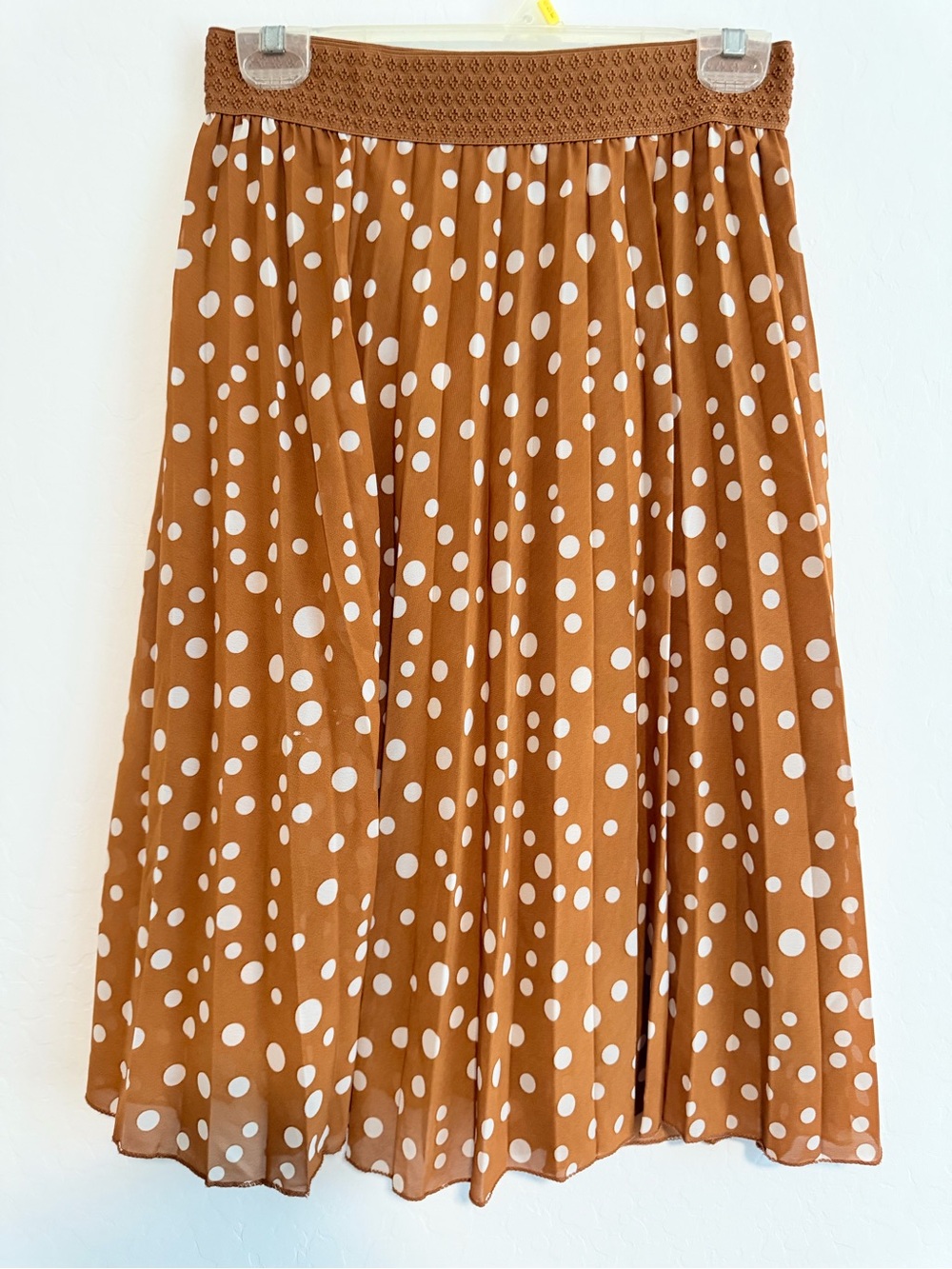 Metro Wear Brown Polka Dot Midi Skirt